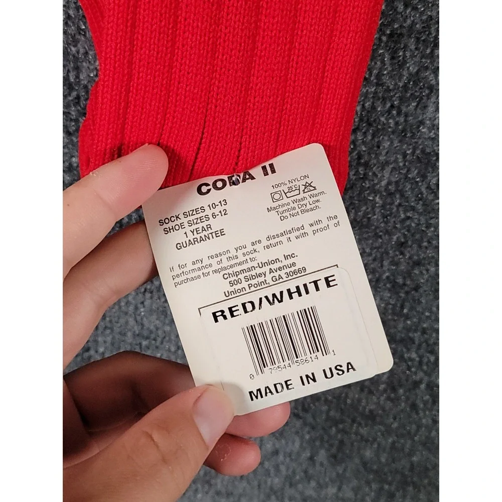 Vintage Adidas Soccer Socks Mens Size 10-13 Red Stripe Copa II Nylon USA Made